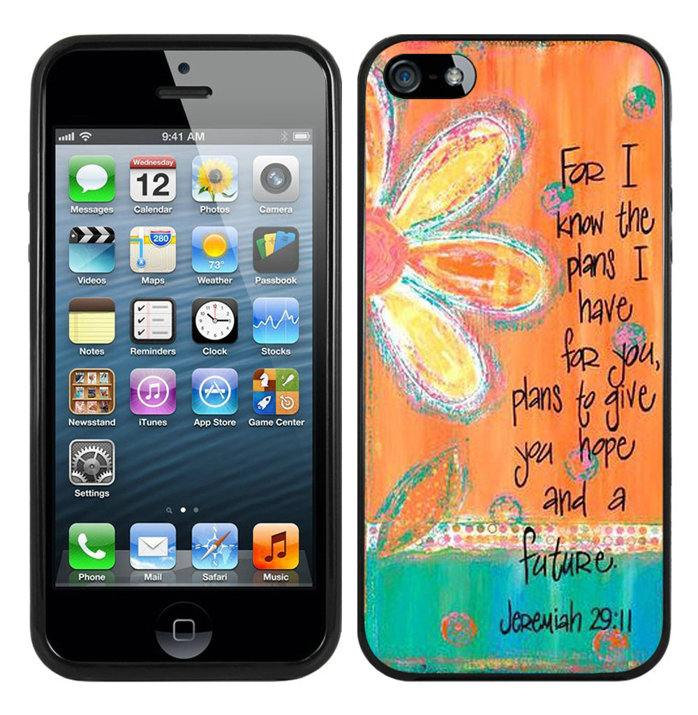 Bible Verse ,Vintage floral. For I know the plans I have for you. Plans to give you hope and a future. Jeremiah 29 11 Black iPhone 5 5S Case